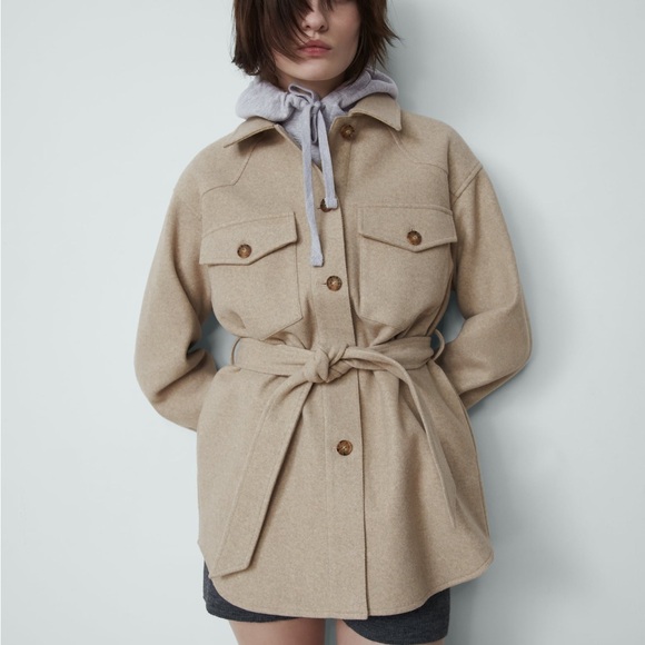 Zara belted overshirt/shacket - Picture 3 of 10